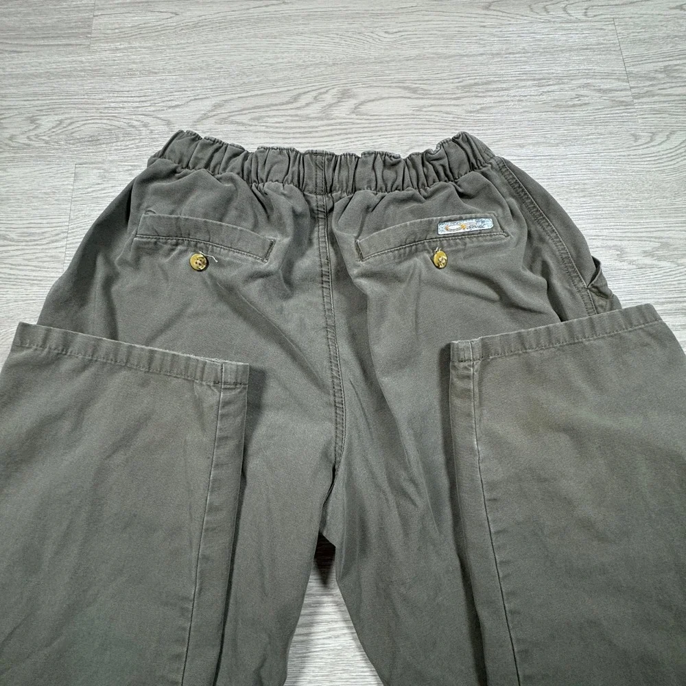 Vintage Ocean Pacific Mens Cargo Pants Olive‎ Green Elastic Waist Cotton Medium